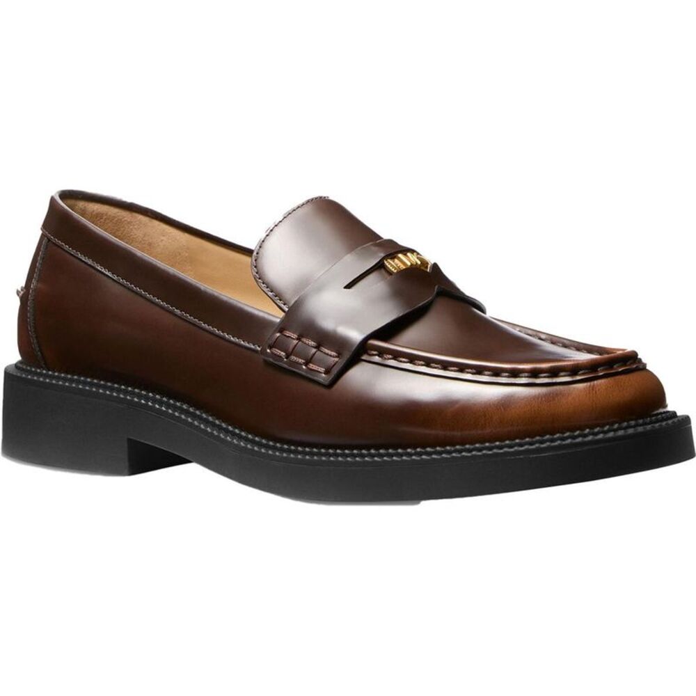 MICHAEL Michael Kors Womens 40F4EDMP1L Bronze Logo Leather Loafers New
